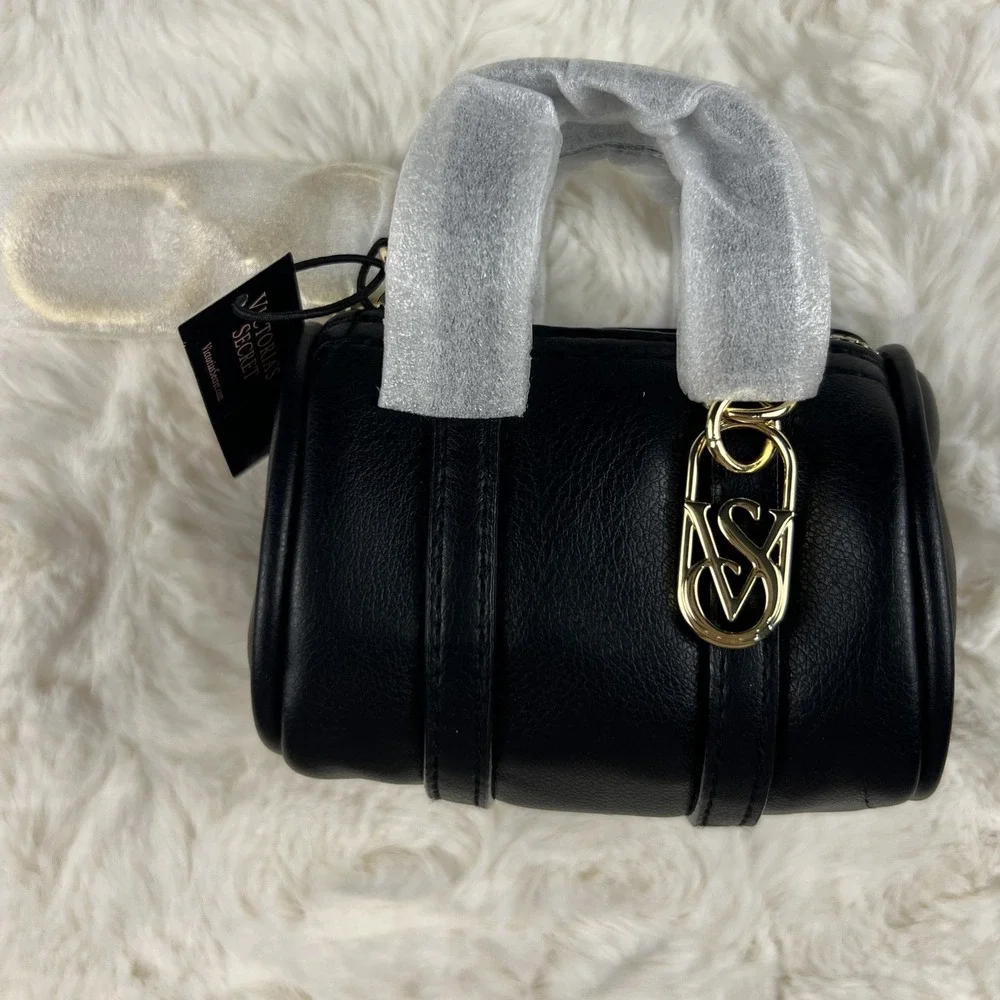 Victoria's Secret Micro Duffel Bag Charm Keychain Coin Purse Holder Black NWT